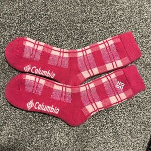 Columbia Women's Pink Plaid Socks
